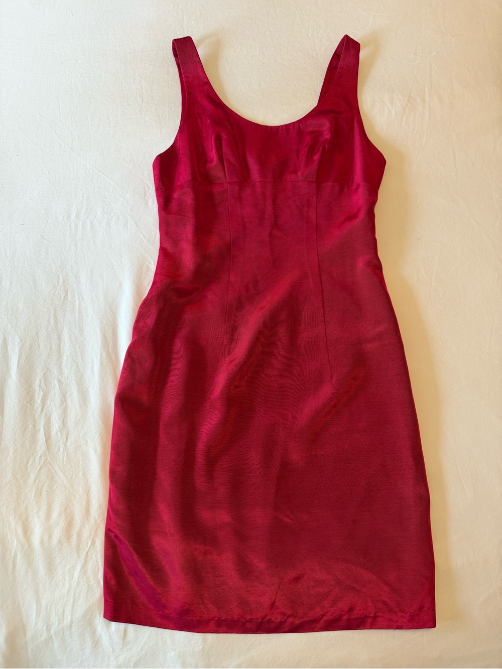 Classic Scoop-Neck Midi Dress in Berry Red